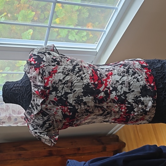 INC Black/gray/red Blouse - Picture 3 of 6